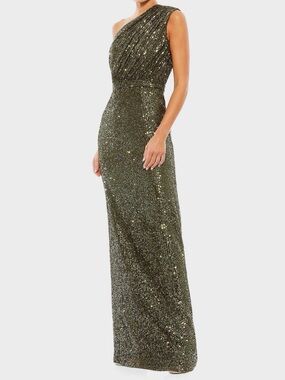 Mac Duggal One Shoulder Green Gown